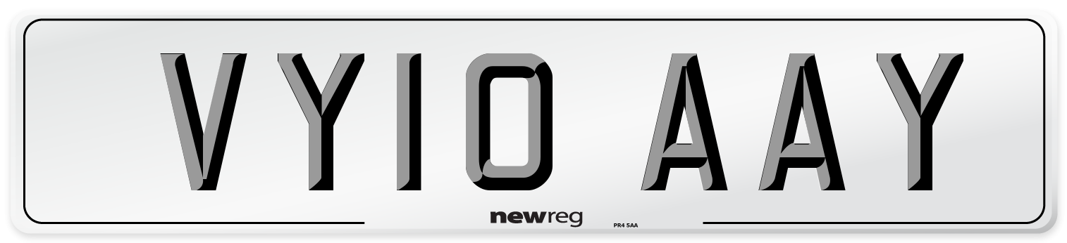 VY10 AAY Number Plate from New Reg
